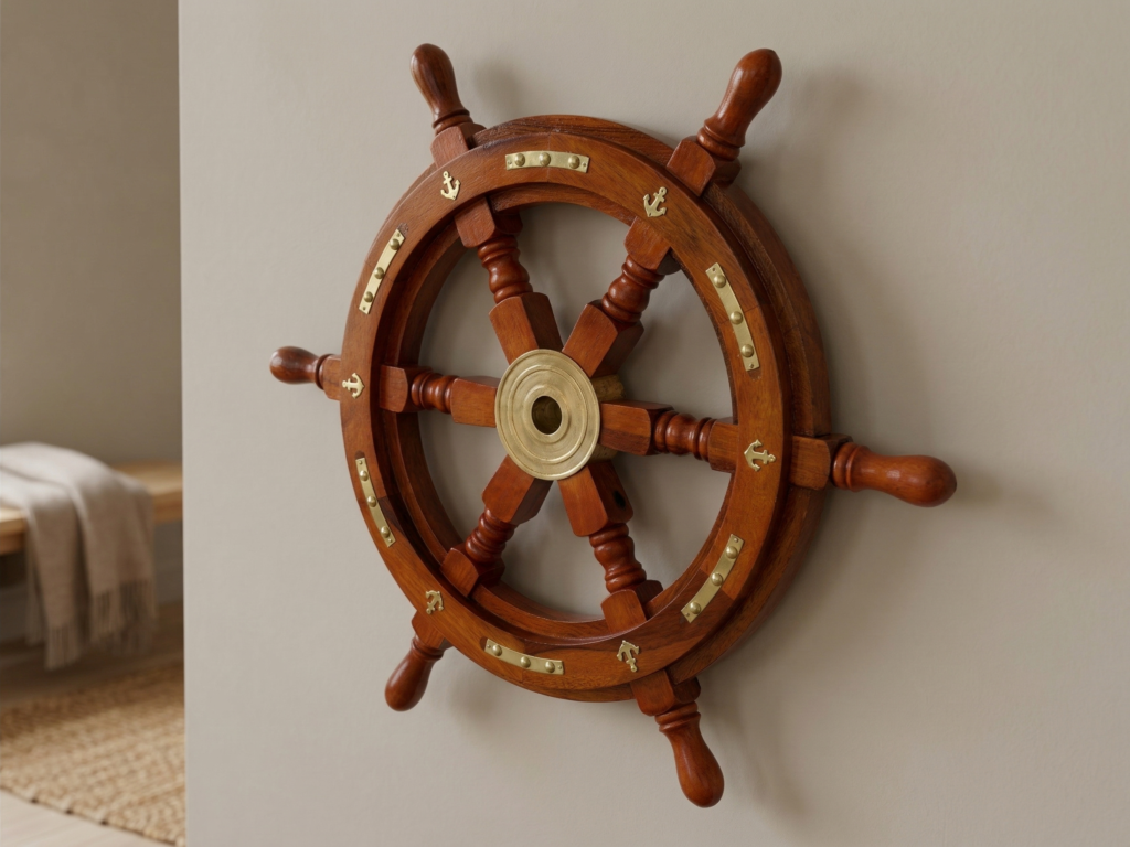 wooden nautical wheel