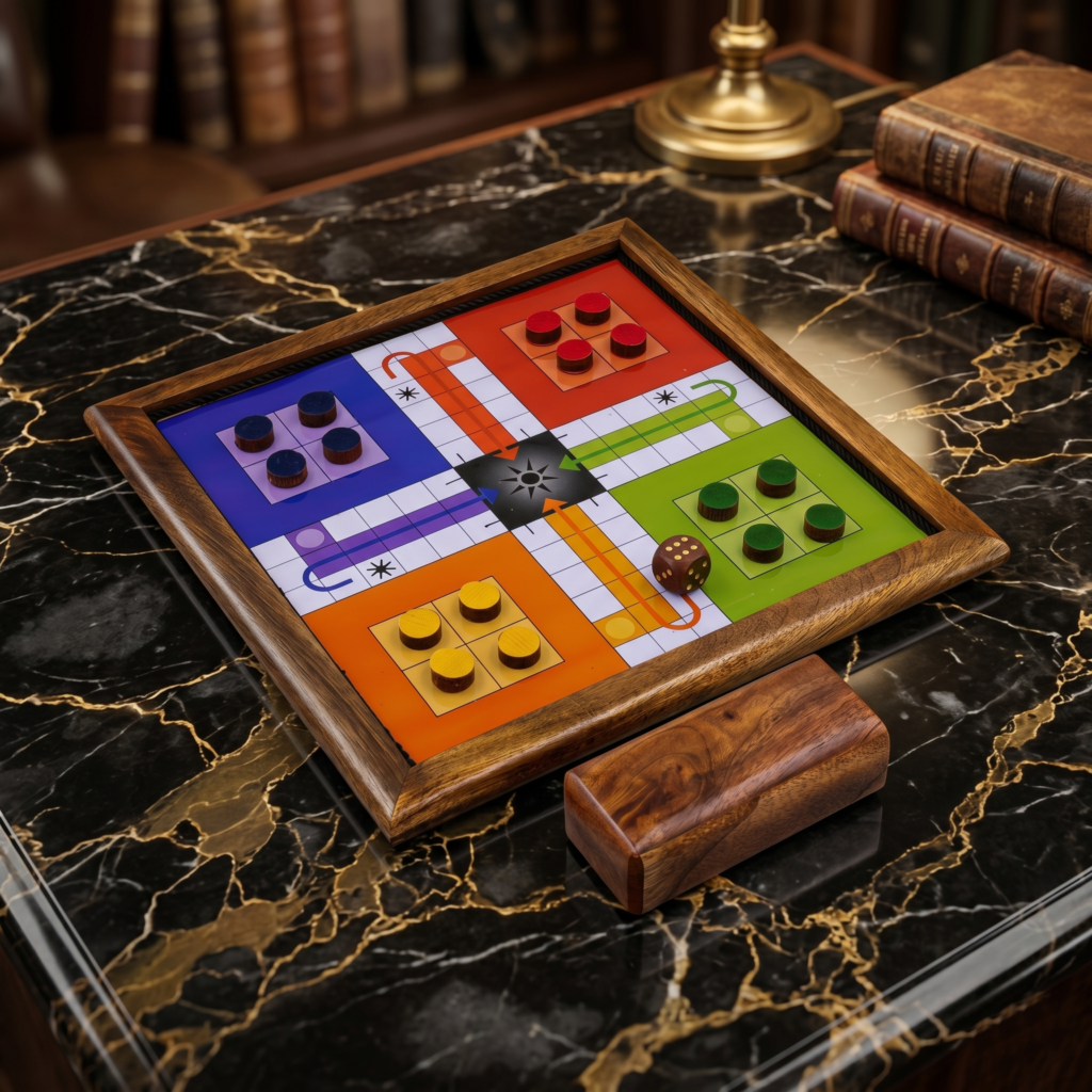 wooden magnetic ludo board game